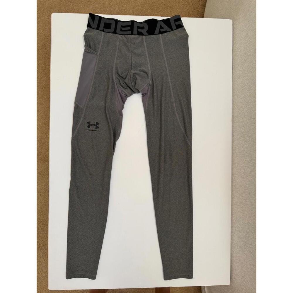 Mens Under Armour Coldgear Fitted Compression Pants Leggings Gray Medium